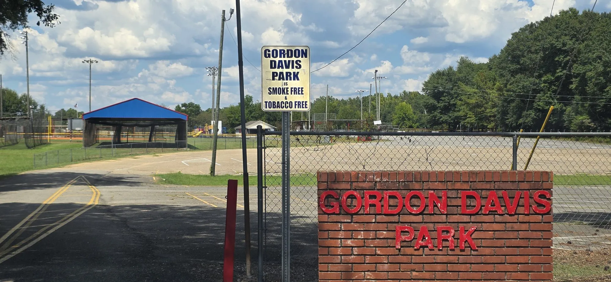 Entrance sign at Gordon Davis Park in Cottondale