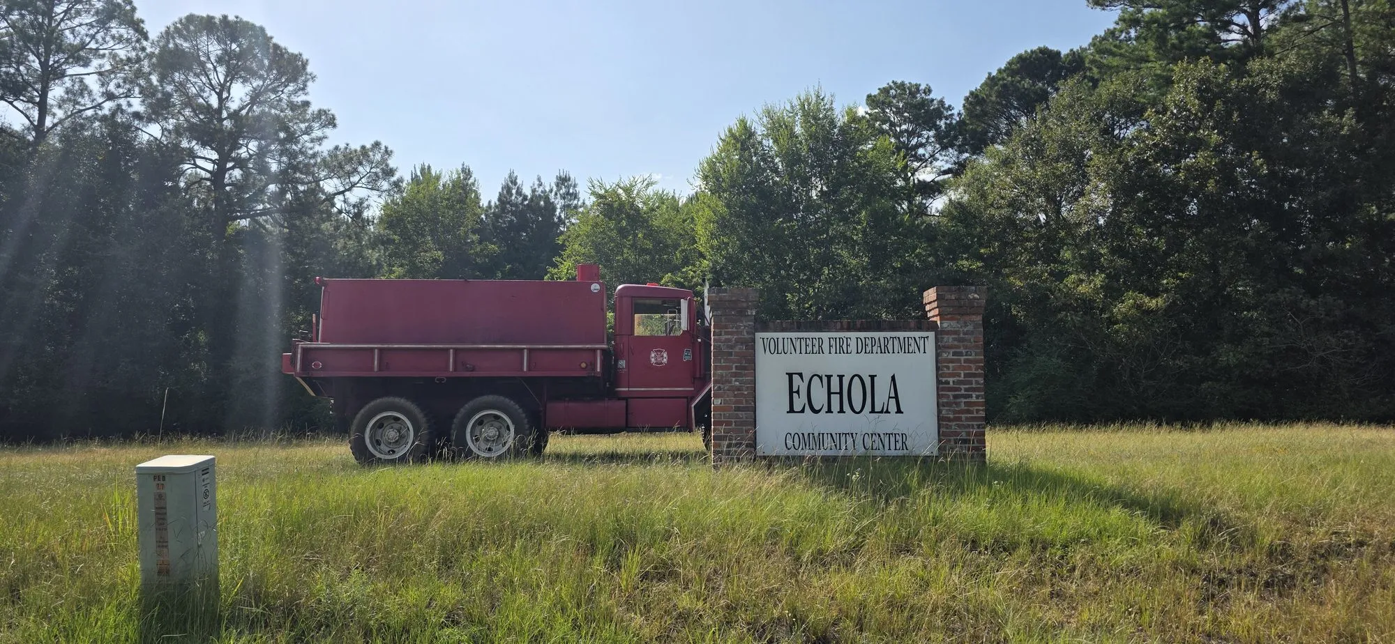 Echola community sign and volunteer fire department truck