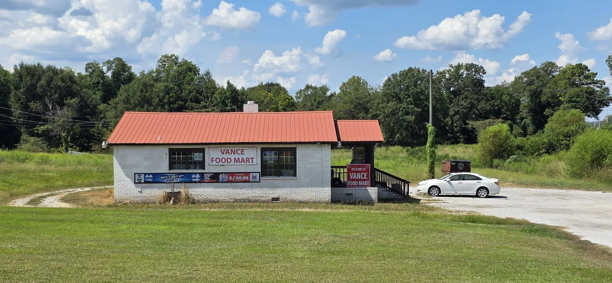 Vance Food Mart on the road through town