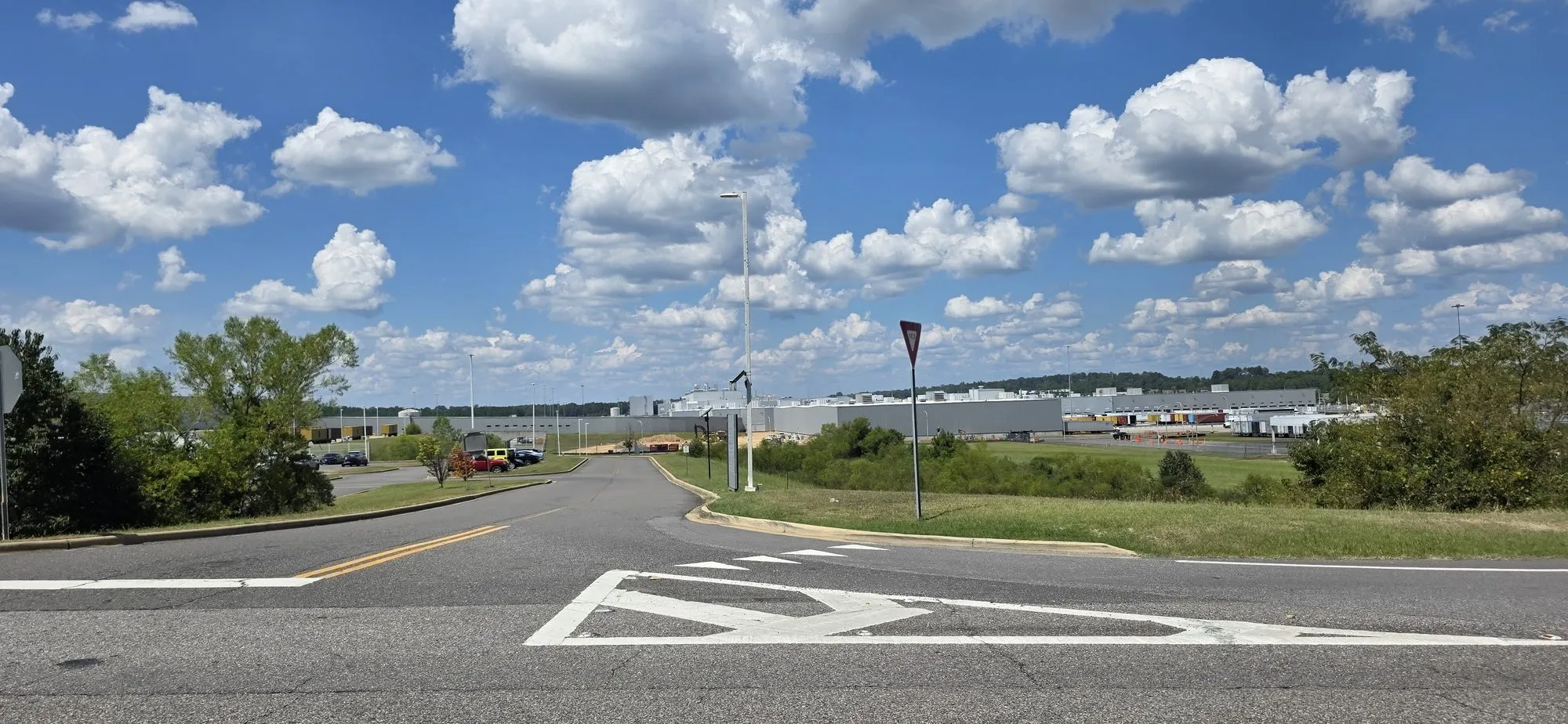 Road down to the industrial park at Vance